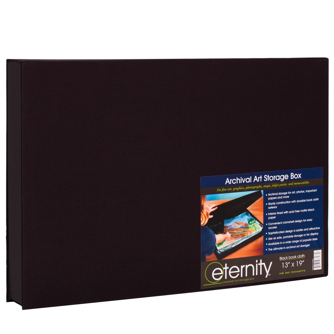 HG Art Concepts Eternity Archival Clamshell Photo Storage Box, Black - 24"x32" - For Storing Artwork, Photos & Documents Deluxe Acid-Free Sturdy & Lined With Archive-Quality Paper